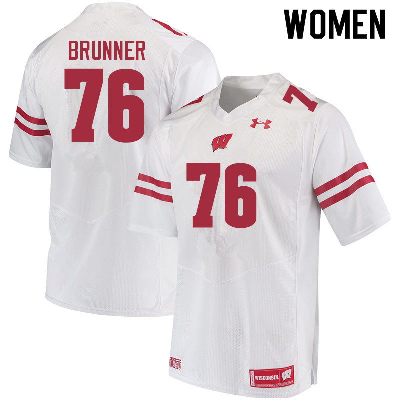 Women #76 Tommy Brunner Wisconsin Badgers College Football Jerseys Sale-White